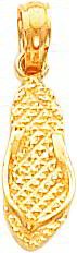14K Gold Reversible Jamaica Flip Flop Pendant