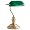 www.messingrohre.com - Tischleuchte Bankersleuchte Metall Messing poliert Glas gr�n