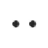 Sterling Silver 5.25mm Round Black CZ Basket Set Earrings