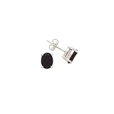 Sterling Silver Oval Shaped Onyx Earring Studs