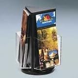 Deflecto 592704 Countertop revolving 3-pocket leaflet rack, clear pockets, black base, 10-3/4h