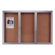 Quartet Products - Cork Board WGlass Door 3 Door 6x3 Aluminum Frame - Sold as 1 EA - Protect notices bulletins and messages behind locking shatterproof doors Indoor bulletin board with glass door offers a self-sealing natural cork that provides excellent