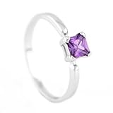 Silver Princess Cut February Amethyst Birthstone Child Ring
