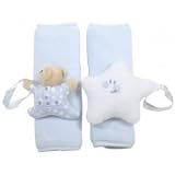 Tuc Tuc Newborn to Toddler Blue Car Seat Harness Pads, Strap Cover Buddies. Moon & Stars Collection.