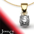 Jewelco London 18 Carat 2-Colour Gold 15pt 4 Claw Diamond Solitaire Pendant