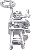 Baby in High Chair Charm, Sterling Silver
