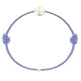 Bijoux Les Poulettes - Bracelet Enfant La Perle Blanche des Petites Poulettes Lien Lilas