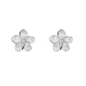 14K White Gold Medium Hawaiian Plumeria Flower Earrings