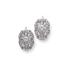 14k White Gold Vintage Diamond Omega Back Post Earrings