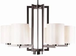 Whitfield Lighting CH3026-6SS Falcon Twenty Nine-Inch Six-Light Chandelier, Satin Steel with Crème Silk Shade, Satin Steel Finish with Crème Silk Shade