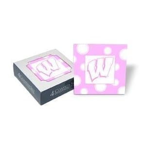 Set of 4 Ceramic Coasters (4x4) W Pink Coaster Set Wisconsin Badgers Beverage Drinkware by 