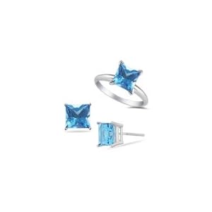 6.00 Cts Swiss Blue Topaz Set in 14K White Gold by