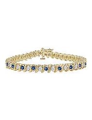 Sapphire and Diamond Tennis Bracelet : 14K Yellow Gold - 5.00 CT TGW