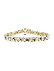 Sapphire and Diamond Tennis Bracelet : 18K Yellow Gold - 5.00 CT TGW