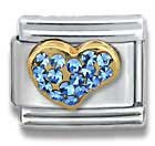 Clearly Charming September Sapphire Gold CZ Heart Birthstone Heart Italian Charm Bracelet Link