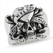 ZALES Ed Hardy Love Kills Slowly Stainless Steel Skull Ring with Enhanced Black Diamond Accents