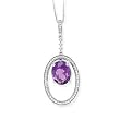 14k White Gold, Diamond & Amethyst Drop Pendant (0.25ctw)