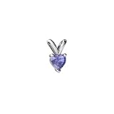 14K White Gold Heart Genuine Tanzanite Pendant