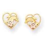 14k DOLPHIN HEART Childrens Earrings