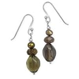 .925 Silver, Smoky Quartz, Bronzite & Pearl Dangle Earrings