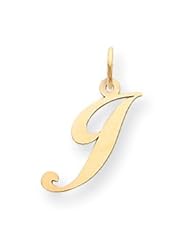 14k Gold Medium Fancy Script Initial J Charm