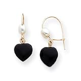 Sardelli - 14k Gold Onyx Heart with Cultured Pearl Drop Earrings