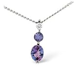 9ct White Gold 004ct Diamond And Tanzanite Pendant