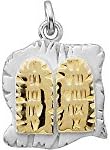 Sterling Silver 18.05 X 14.55 Mm Pearl 10 Commandments Pendant Rhodiu