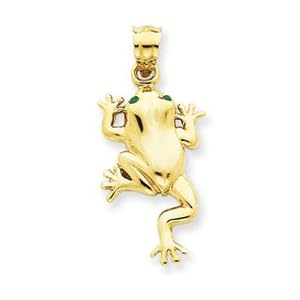 14k Frog W Enameled Eyes Charm by