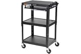 Black Adjustable Steel Workstation With Sliding Shelf And Mouse Pad