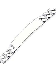Sterling Silver 7 Inch Engraveable Antiqued Curb Link ID Bracelet - 7 Inch