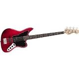 Squier Vintage Modified Jaguar Electric Bass Guitar Special Crimson Red Transparent