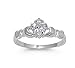 .925 Sterling Silver Claddagh Ring with Clear Color Cz Heart Stone Size 4,5,6,7,8,9,10,11,12 Comes with Free Gift Box
