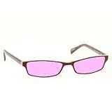 COMPUTER GLASSES WITH PINK POLYCARBONATE DOUBLE SIDED ANTI-REFLECTIVE COATING, SCRATCH COATING AND UV PROTECTION - MOCHA PLASTIC FRAME - 53-17-140
