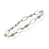 0.01 Cts Diamond & 1.96 Cts Peridot Bracelet in 14K White Gold