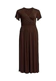 IMAGE OF Woman Within Plus Size Empire Surplice Dress By Ellos (Chocolate,1X)