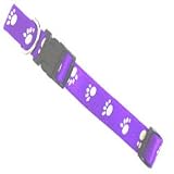 Four Paws Reflective Paws Adjustable Purple Nylon Dog Collar- 10 to 14 length 5/8 width