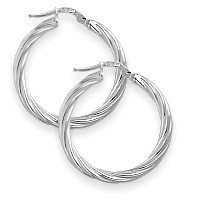 1 Inch Sterling Silver Twist Hoop Earrings