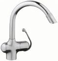 GROHE Ladylux Cafe Single-Handle Kitchen Faucet with Pull-Out Sprayhead, Real Stainless Steel #33765SD0