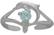10K White Gold Aquamarine Dolphin Toe Ring