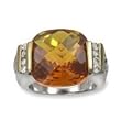 .925 Silver & Cushion Cut Champagne CZ Ring, Sizes 6-8