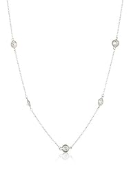 Sterling Silver 6mm Station Cubic Zirconia By The Yard Necklace