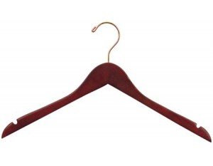 Wooden Top Hangers Walnut/Brass Finish Box of 25