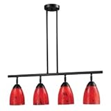 Fire Red ELK Lighting Celina 4-Light Linear In Dark Rust And Autumn Glass