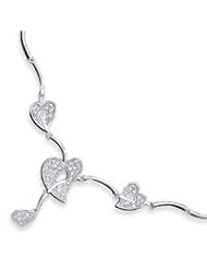 Sterling Silver Fancy CZ Heart Necklace QH1082-16"