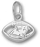 Carolina Panthers Solid Sterling Silver Panther Pierced Football 1/4'' Pendant