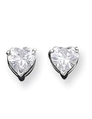 Sterling Silver 7mm Heart CZ Post Earrings QE3159"