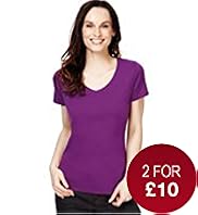 Pure Cotton V-Neck T-Shirt with Stay New™