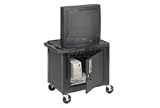 Plastic Utility Cart 2 Shelves Black With Security Cabinet
