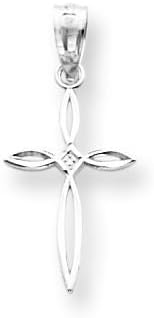 14k White Gold Small Diamond-cut Passion Cross Pendant